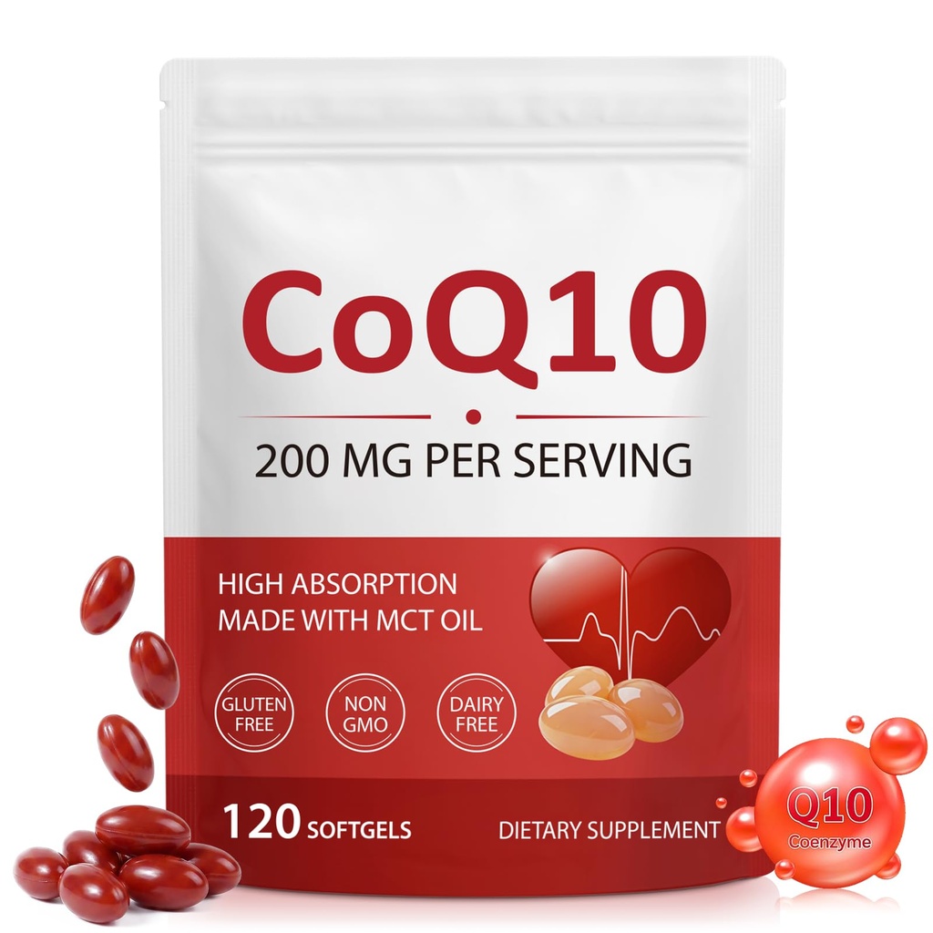 CoQ10 Supplement 200mg High Absorb Antioxidant Energy Support 120 Count | Powerful antioxidant helps boost mitochondrial activity, sustain cellular energy and maintain overall body wellness