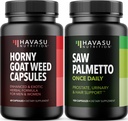 HAVASU NUTRITION Horny Kazas nezāļu kapsulas (30 Servē) un Zāģa Palmetto kapsulas (100 Servē)