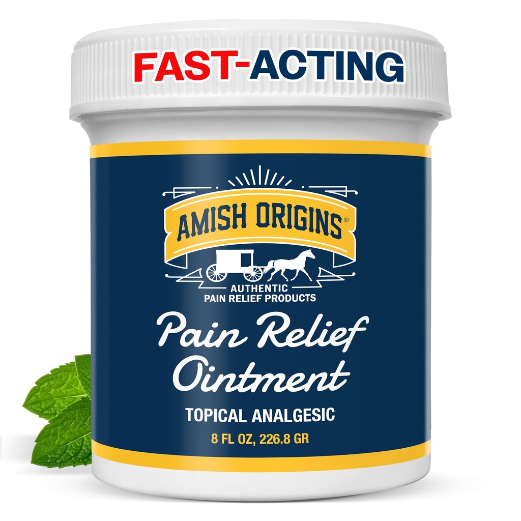 Amish Origins Joint & Muscle Ointment 8 oz Maximum Deep Penetrating Strength All Natural Discomfort Reliever for Joint, Muscle, Knee, Back, Arthritis
