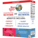 MaryRuth Organics Šķidrais rīts Multivitamīns un Šķidrais nakts Multiminerālais Bandle, Vegan C vitamīns, D vitamīns, B komplekss, magnijs, enerģija, skaistums, miega atbalsts, NO Melatonīns, 32 Fl Oz Katrs