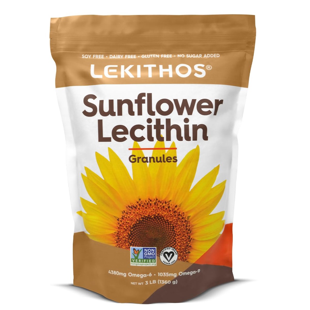 Sunflower Lecithin Granules, Allergen Free, Gluten Free, No Artificial Preservatives, Single Ingredient (3lb)