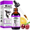 Dog Multivitamin Liquid Drops - 15 in 1 with Glucosamine, MSM & Cranberry, Supports Joint, Skin & Coat, Immune, Heart & Urinary Health, 2 fl oz