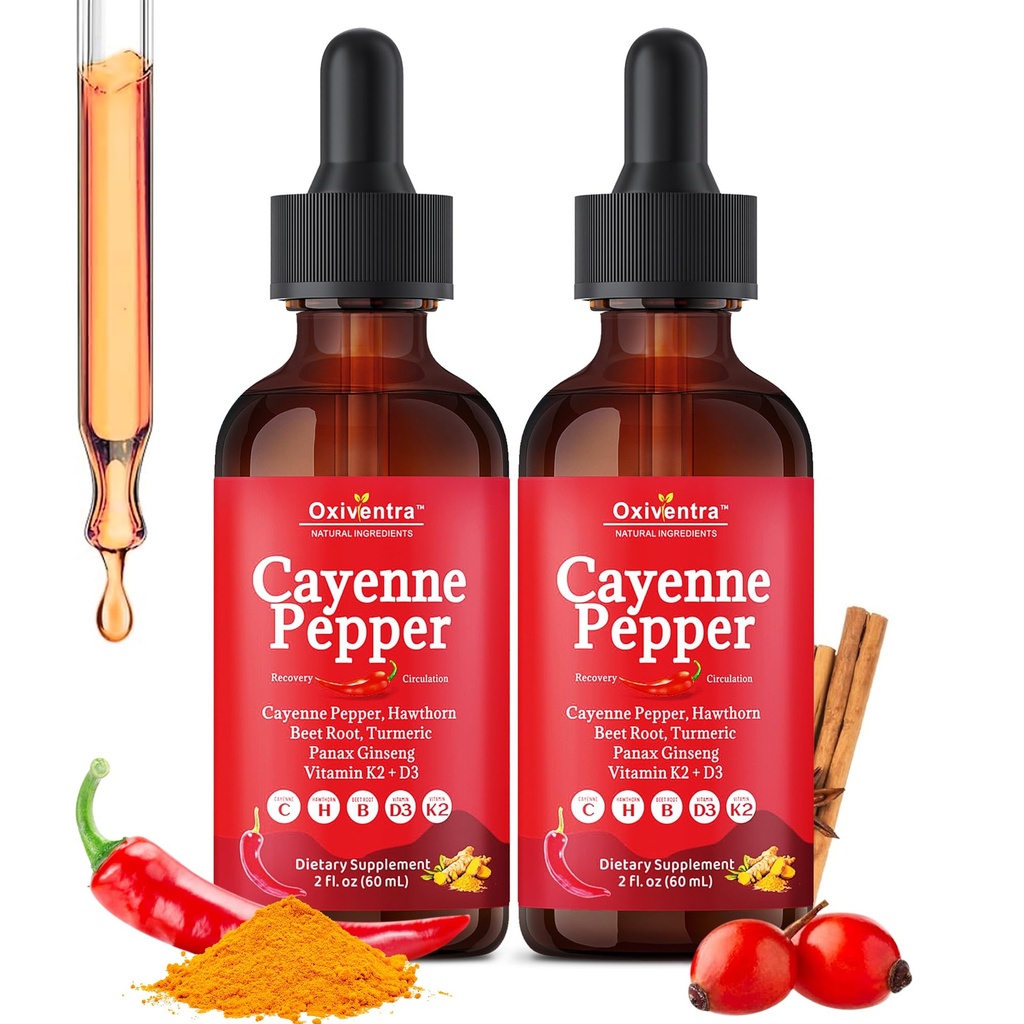 Cayenne Pepper Capsaicin Supplements (2 Bottles (4 Fl Oz Total / 60 Servings))