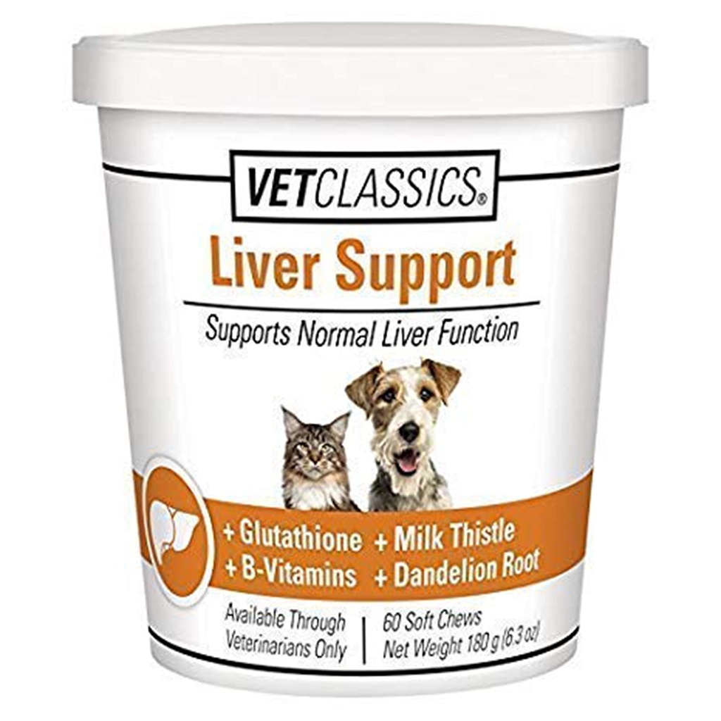 Liver Support Pet Health Supplement for Dogs & Cats - 60 Ct | Cats, Liver Functions, B-Vitamins, Glutathione, Milk Thistle, Soft Tablets, 60 Soft Chews