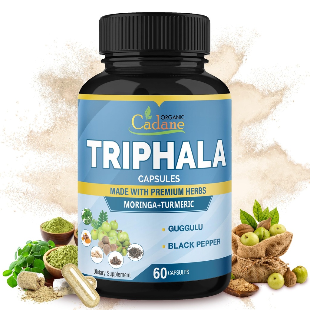 Triphala Extract Capsules & Turmeric, Guggul, Ginger, Black Pepper, Moringa - Complex Supplement Herbs