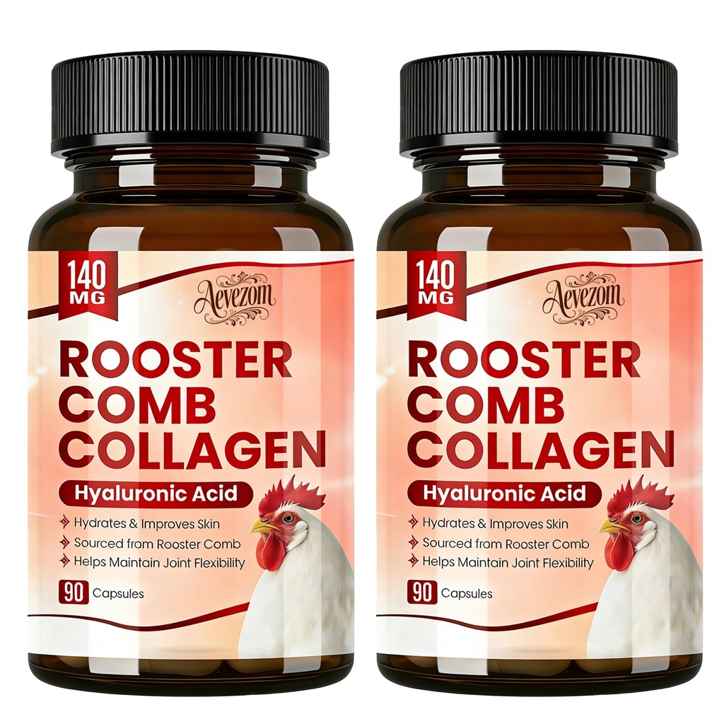Rooster Comb Collagen, Natural Hyaluronic Acid & Collagen Supple𝐦ent, Hyaluronic Acid | Rooster Comb Extract - 140mg, 90 Capsule (2)