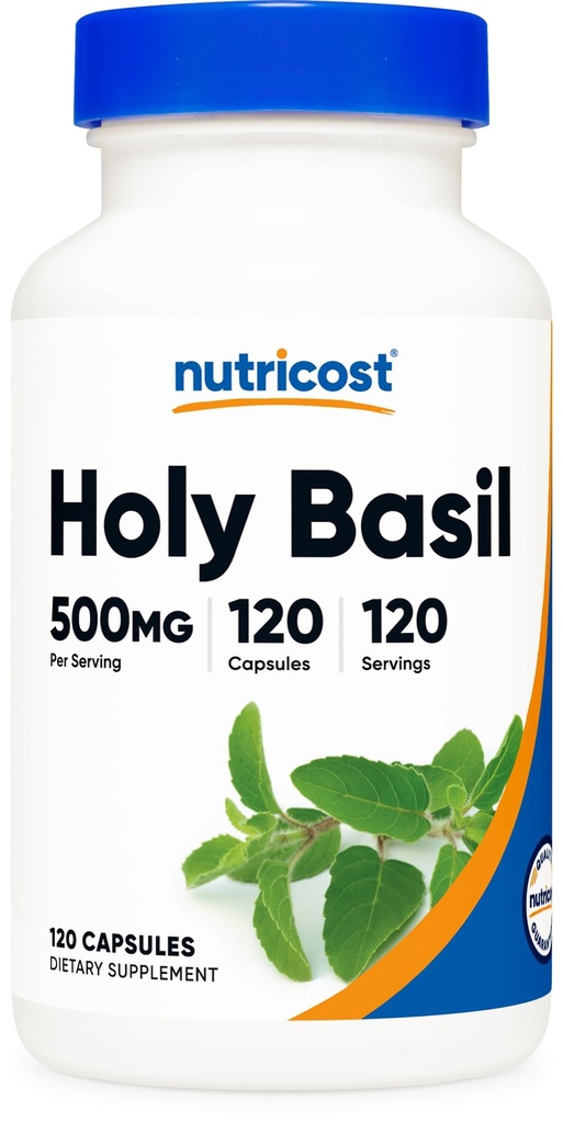 No Nutricost Svētās Basil kapsulas 500mg, 120 Veģetārās kapsulas - bez lipekļa, bez GMO