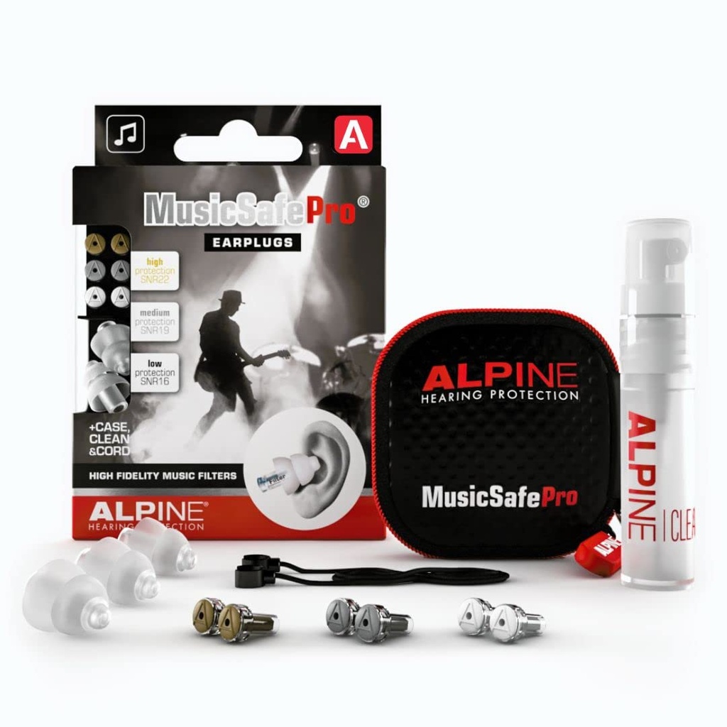 Alpine MusicSafe Pro | High Fidelity Ear Plugs for Musicians | Ear protection for concert, party, & music | 3 Interchangeable Premium Filter Sets: 16, 19 & 22 dB SNR | Transparent