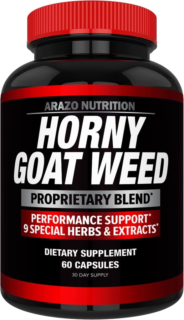 Arazo Nutrition Premium Horny Kaza Nezāļu ekstrakts ar Maca Sakni, Ginseng, Muira Puama un L-Arginine - vīriešiem un sievietēm - 100% Pure Herbal Uztura papildinājums