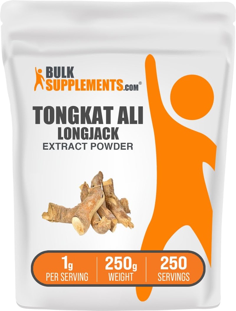 BulkSupplements.com Longjack Extract Powder - Tongkat Ali Extract, Tongkat Ali for Men & Women - Gluten Free, 1g per Serving, 250g (8.8 oz) (1. iepakojums)