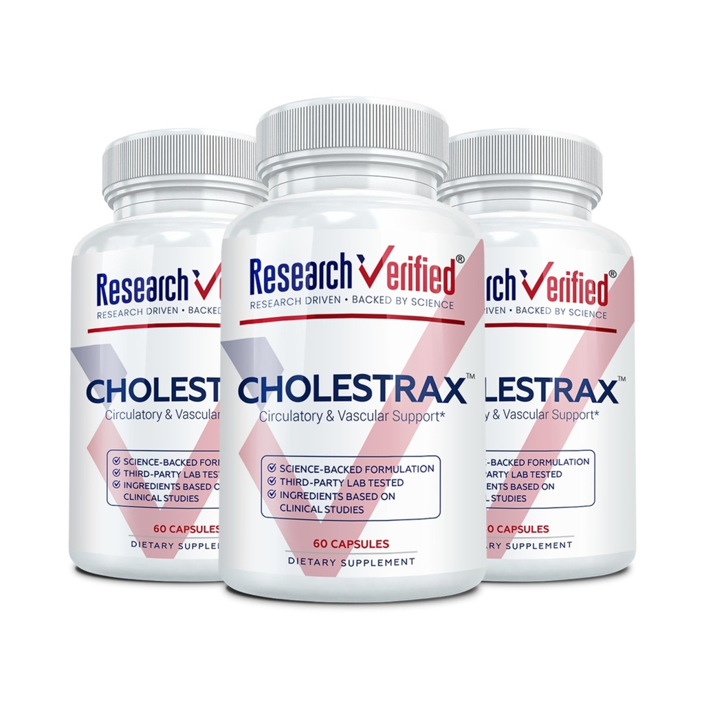 Research Verified Cholestrax - Support LDL and HDL Levels - Berberine, Lecithin, Berry Complex - 180 Capsules - 3 Month Supply - Vegan