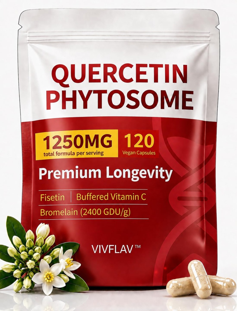 Quercetin Phytosome 500mg+Fisetin Bromelain VIT C Immune Support 120 Count