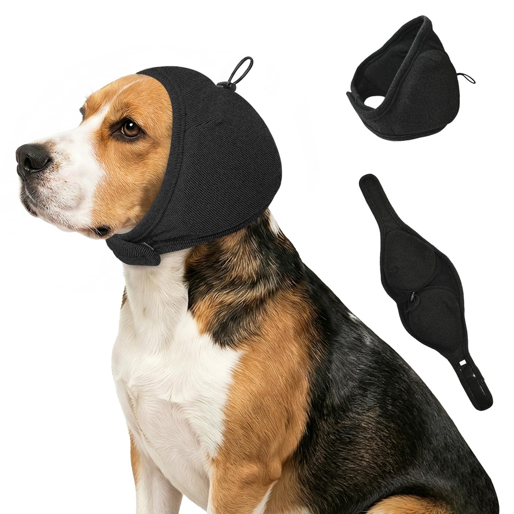 Dog No Shake Ear Wraps S Gray, Noise Canceling Calming Hood