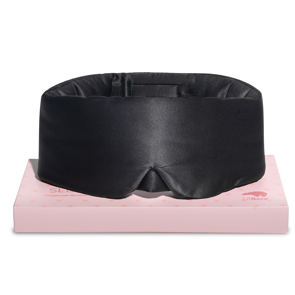 LitBear Silk Sleep Mask for Side Sleeper, Eye Mask Sleeping for Women Men