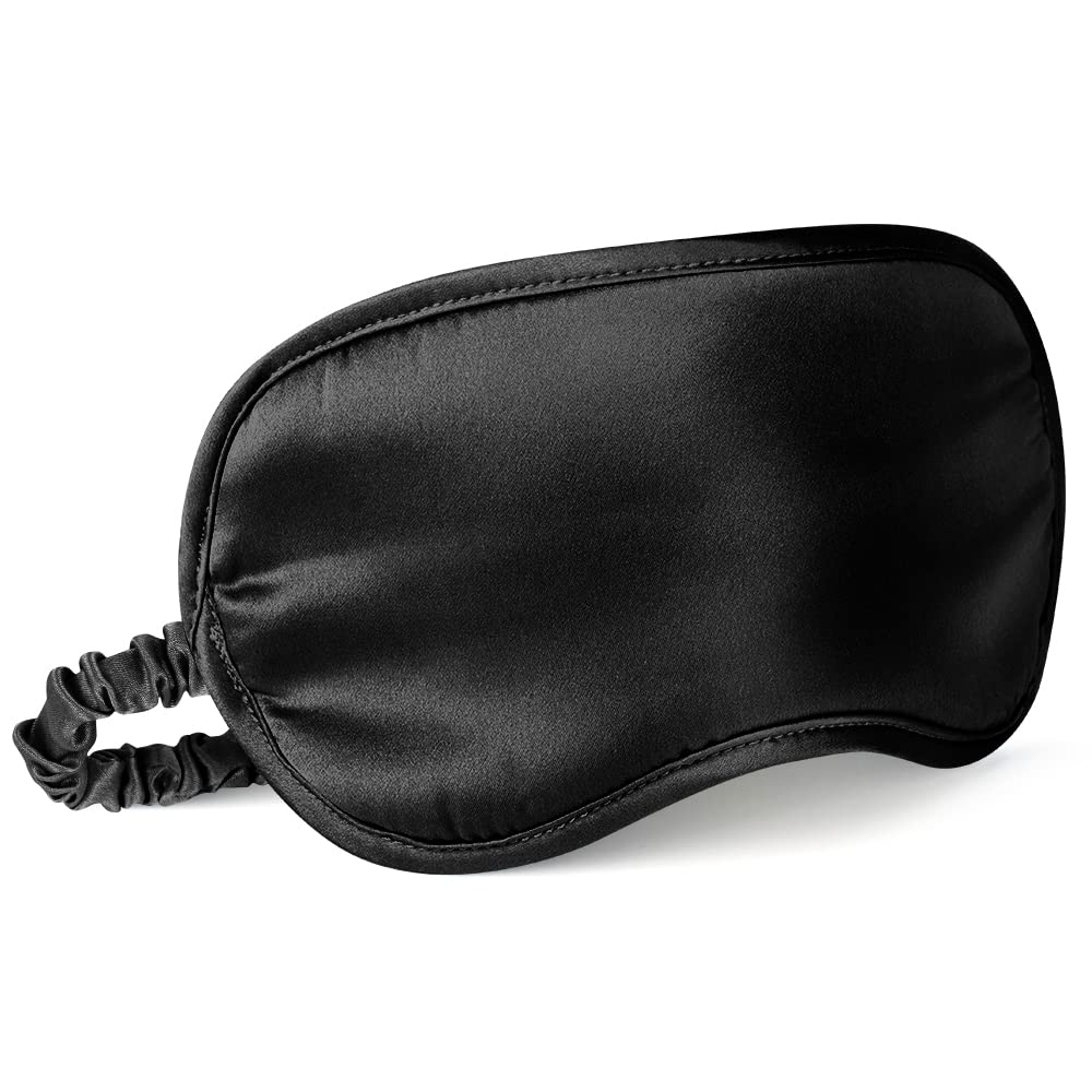 LULUSILK Mulberry Silk Sleep Eye Mask for Sleeping Women and Men, Black