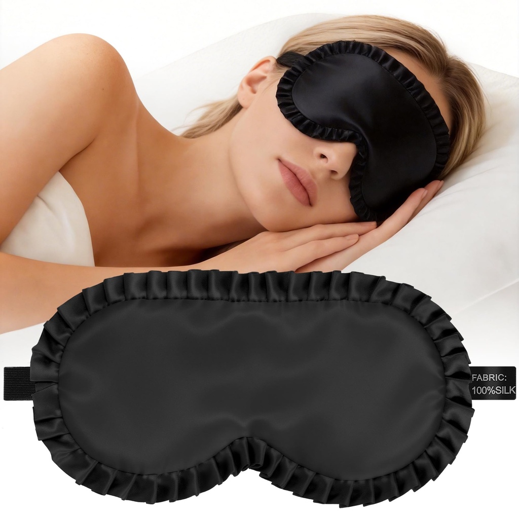 Silk Sleep Mask for Women, 100% Mulberry Silk Eye Mask for Light Blocking