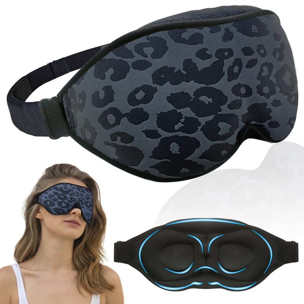 Fashion Soft Sleep Mask, 100% Blackout Eye Mask for Women (Leopard Print)