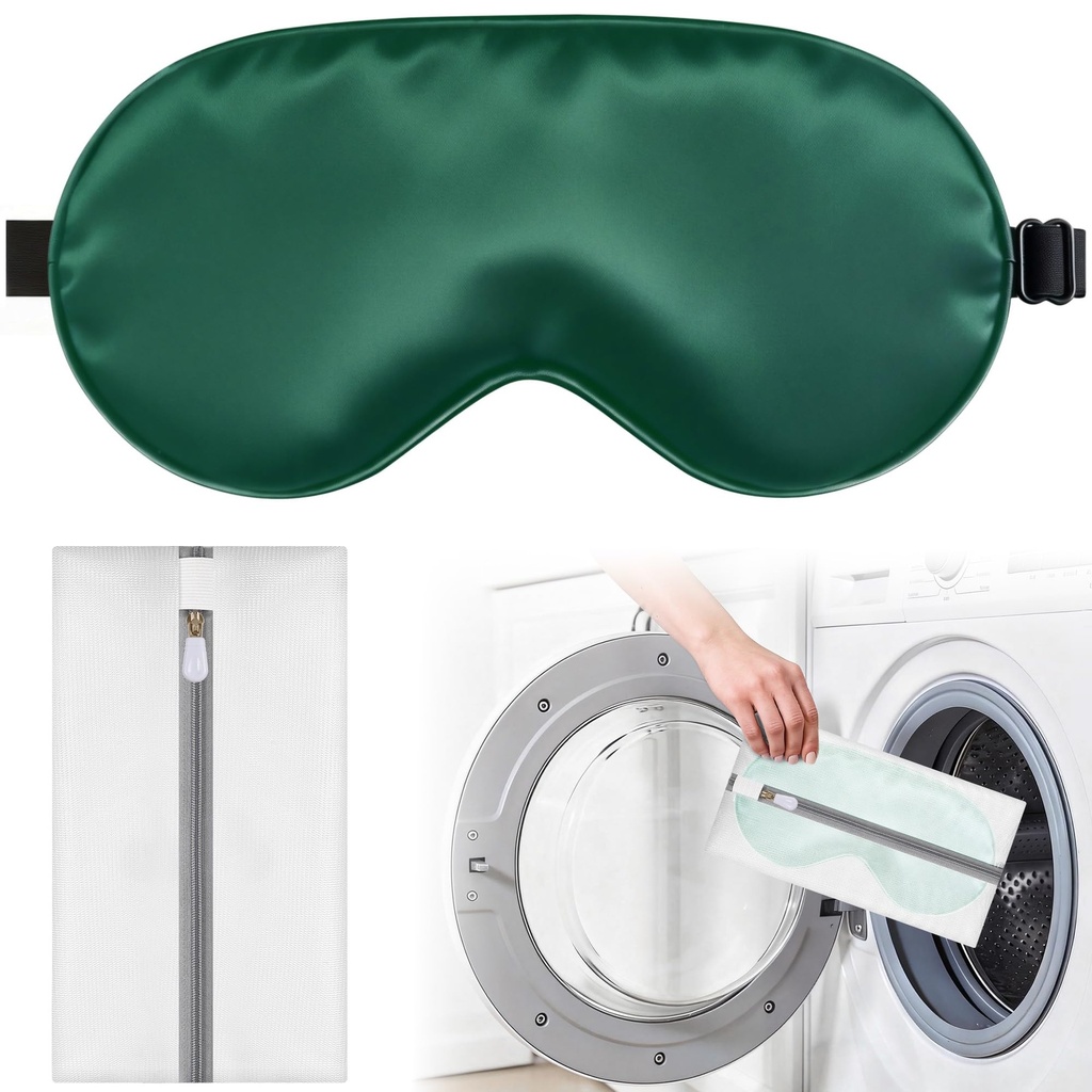 Silk Sleep Mask for Sleeping, Blackout Eye Mask with Adjustable Strap