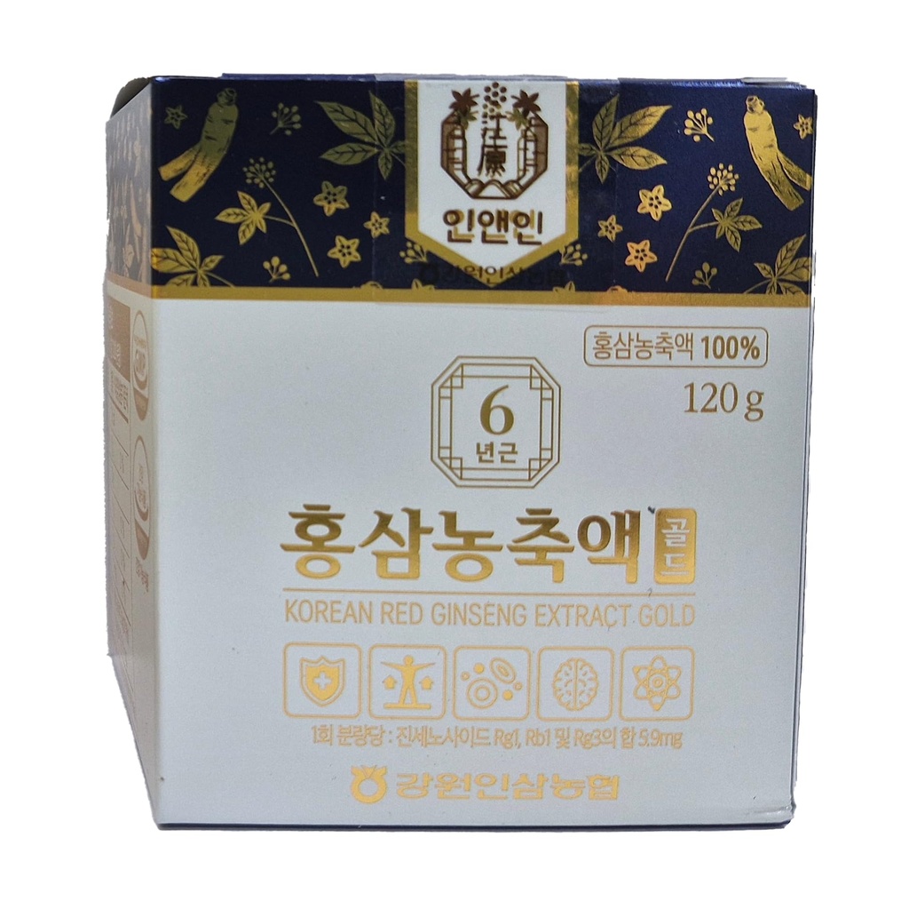 Gangwoninsam] Korean Red Ginseng Extract Gold 120g / 4.23 fl. oz – NEW Package Design, Contains 100% Pure Korean 6-Year-Old Red Ginseng Root Extract