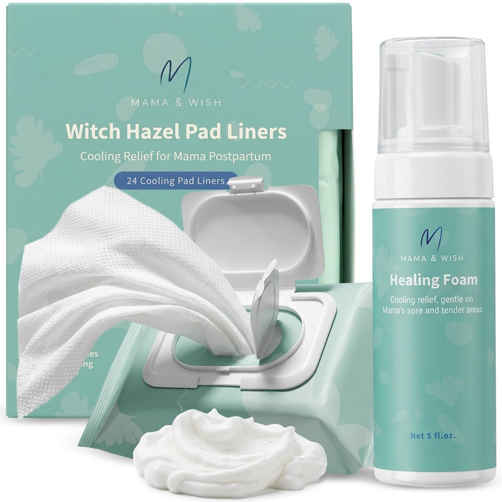 Mama & Wish Witch Hazel Foam & Pad Liners Bundle | Postpartum Essentials