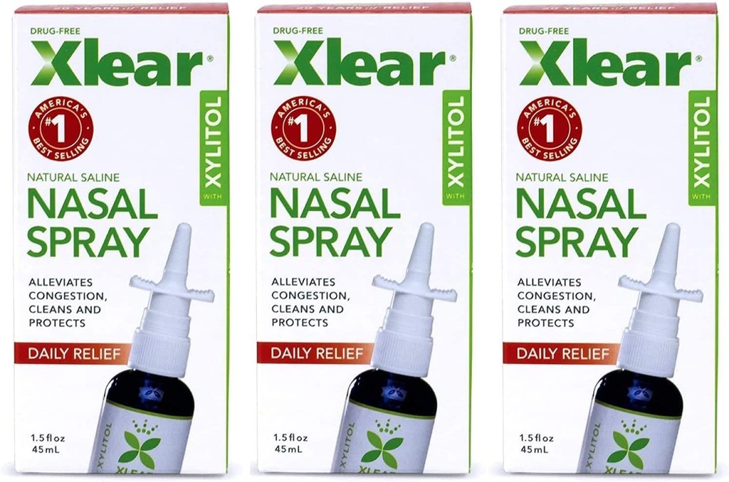 Xlear Natural Nasal Spray with Xylitol, 1.5 fl oz (Pack of 3)