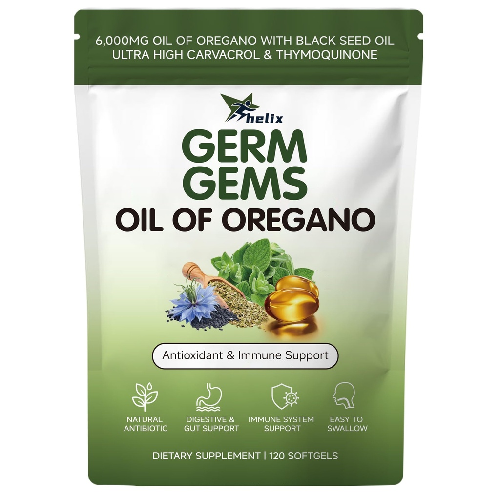 Helix Germ Gems Oil of Oregano Softgels with Black Seed Oil