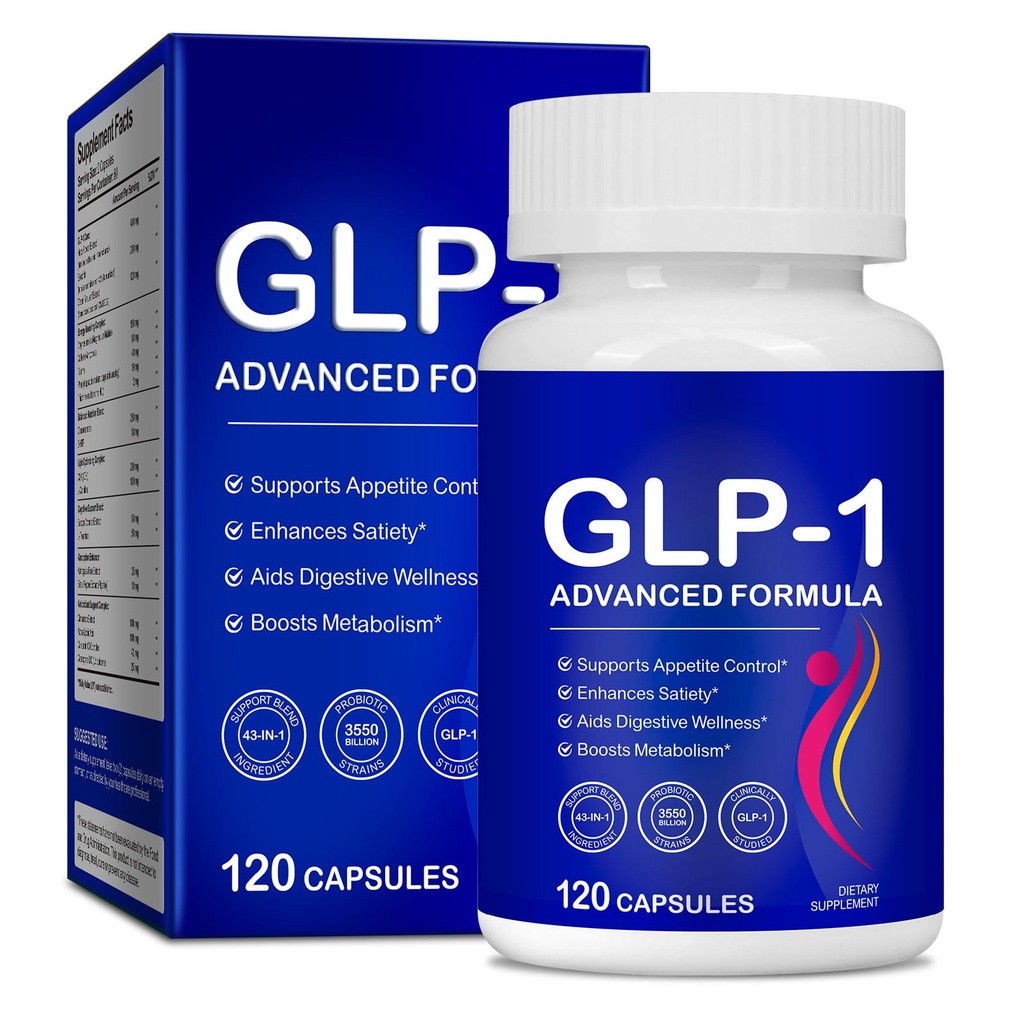 GLP-1 Probiotic Supplement, Metabolism & Gut Health Support, Appetite Suppressant for Women and Men, Cravings Control with Hops, Cinnamon, Chromium, Magnesium & Probiotics (120P (Pack of 1))