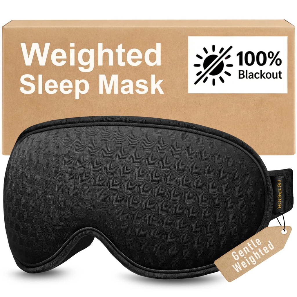 Weighted Sleep Mask, 3D Blackout Eye Mask, Deep Cups, Black