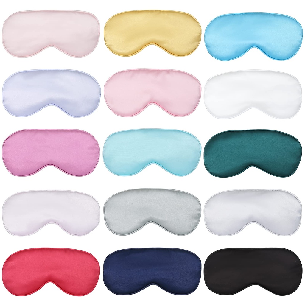 15pcs Sleep Mask for Sleeping-Adjustable Elastic Band Blackout Eye Mask, Soft and Comfortable Eye Sleep Mask, Suitable for Bed, Plane, Long-Distance Ride, Office (Multicolor)