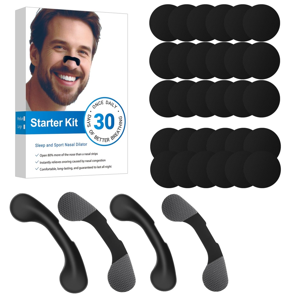 Breathe Nasal Strips, Extra Strength Nose Strips for Breathing, Snoring Solution Nose Strips for Men Women Black 30 PCS