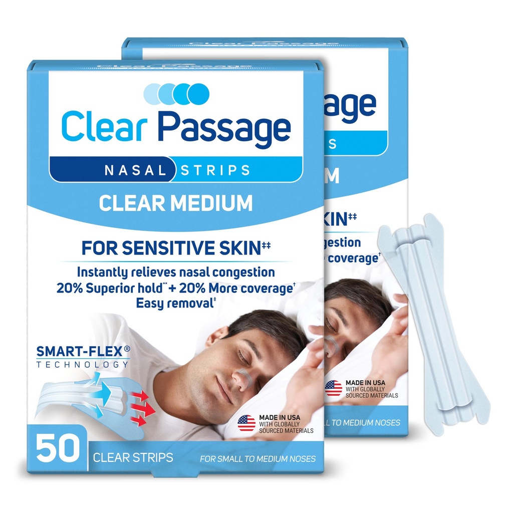 Clear Passage Nasal Strips, Clear Medium, 100 Count