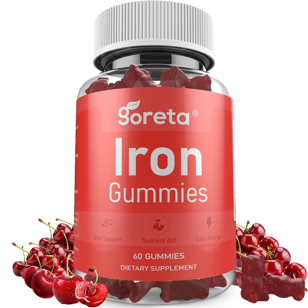 Iron Bisglycinate Gummies 25 mg for Women & Men, 60 Count