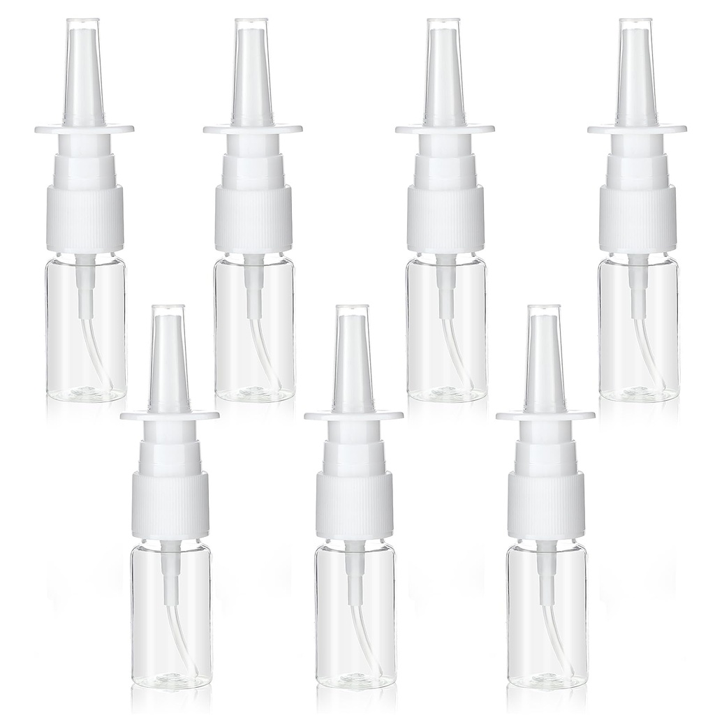 Giantree 7 Pcs Nasal Spray Bottle, 10ML Clear Small Empty Nose Spray Bottle Reusable Fine Mist Sprayers for Travel Saline Essential Oils