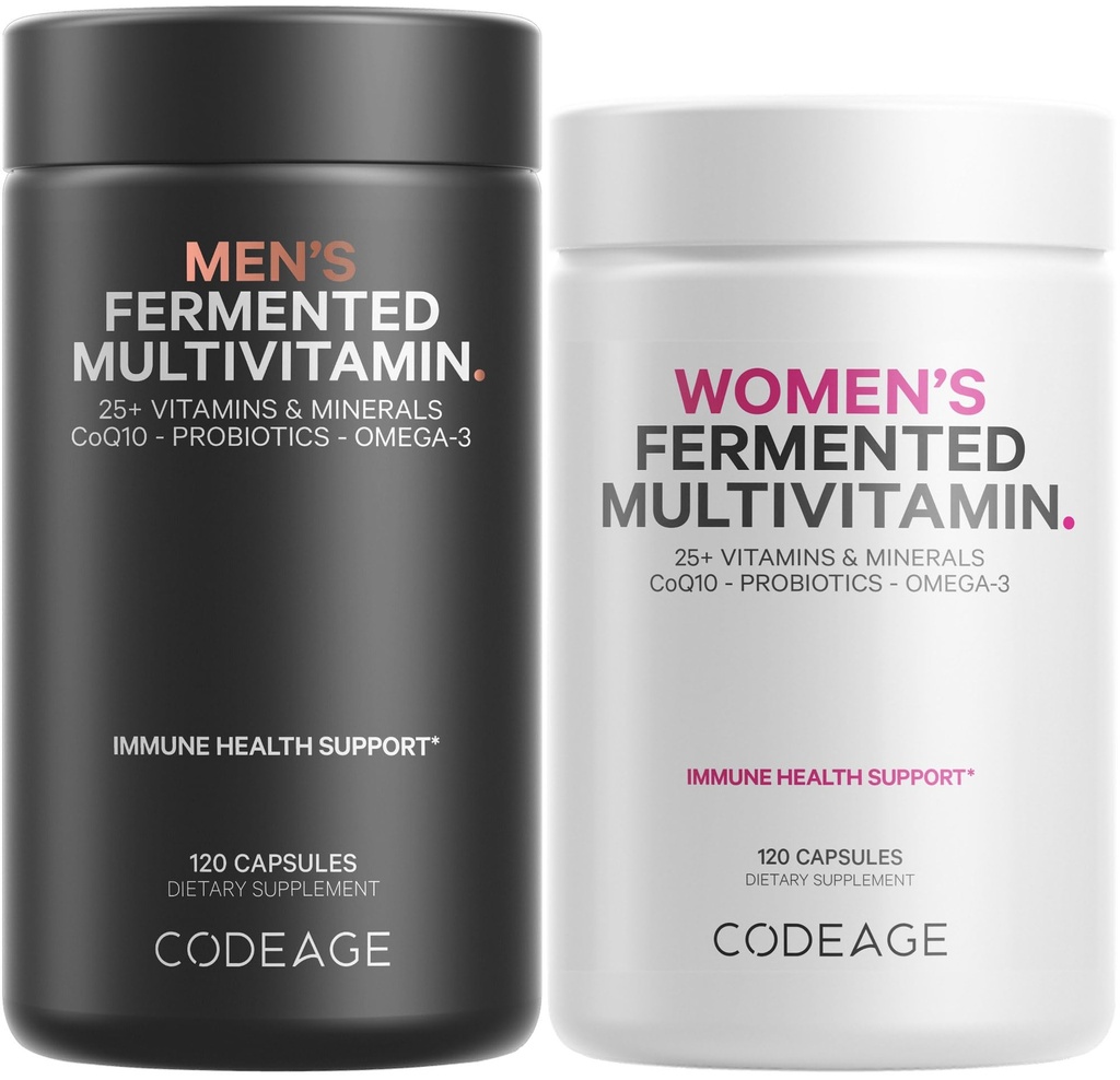 Kode Dienas Multivitamīnu Bandle: Sieviešu un vīriešu Multivitamīnu, B-Vitamīnu, Probiotikas, Pārtikas Blends, 120 Kapsulas pudelē