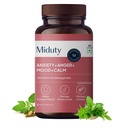 Miduty Anxiety Anger Mood Calm Supplement Helps in Happy Mood & Anti Depressant,Stress Reduce|KSM-66 Ashwagandha Root 800mg with Holy Basil Leaf Extract 200 mg,L Theanine|Non Addictive|60 Capsules