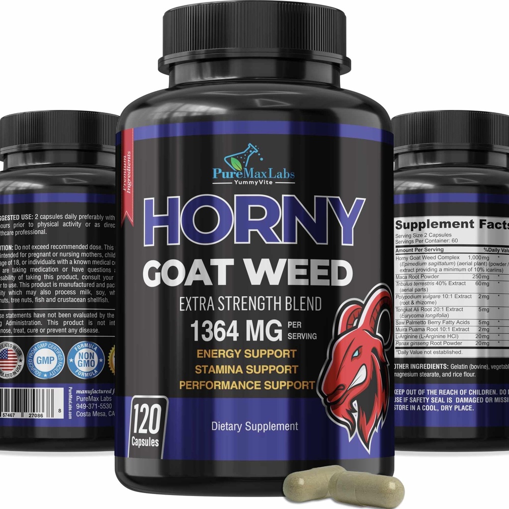 Horny Kazas Nezāļu papildu stiprums -120 Capsules w. Maca, L-Arginine, Ginseng - Boost Desire, Veiktspēja, Stamina, Enerģija, Ne-GMO Formula, 120 Kapsulas