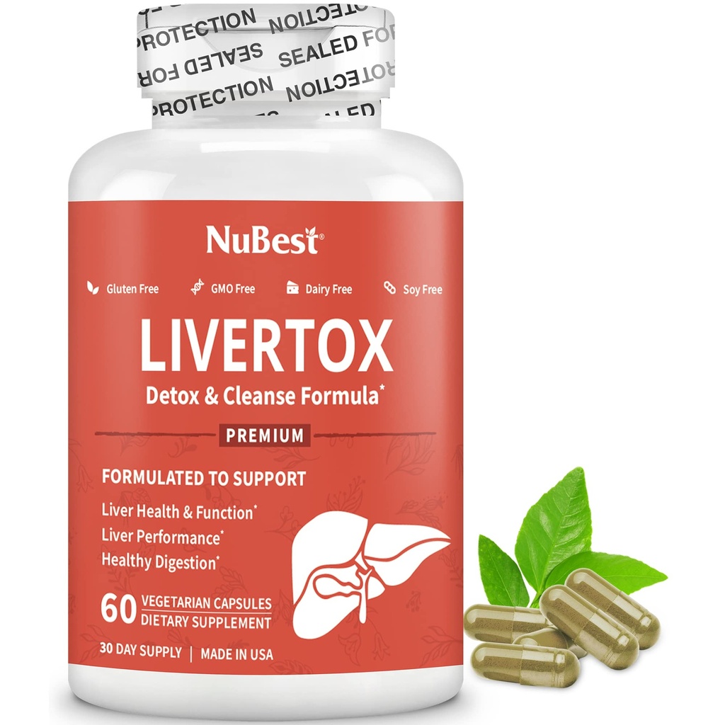 LiverTox - Advanced Aknu Detox & Cleanse Formula - Herbal Aknas Atbalsts ar piena dadži, Turmeric, Artichoke, Dandelion, Bites un Cinka palīdz aknu funkcijas un Gremošana - - 60 Vegan kapsulas