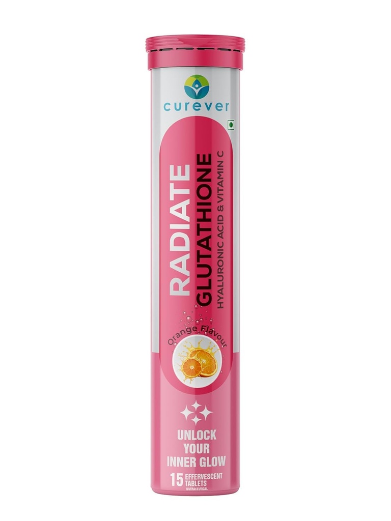 Glutathione Effervescent Tablets, Antioxidant Support, Orange Flavor, Fast-Dissolving, Skin and Wellness Supplement, 15 Tablets