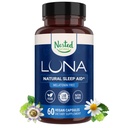 Nested Naturals Luna miega papildinājums, melatonīns bez, ne-Habit Forming Herbal Miega papildinājums, pieaugušo gultas laika atbalsts, palīgs miegam w/Chamomile, Valerian, L-Teanine, 60 Vegan kapsulas