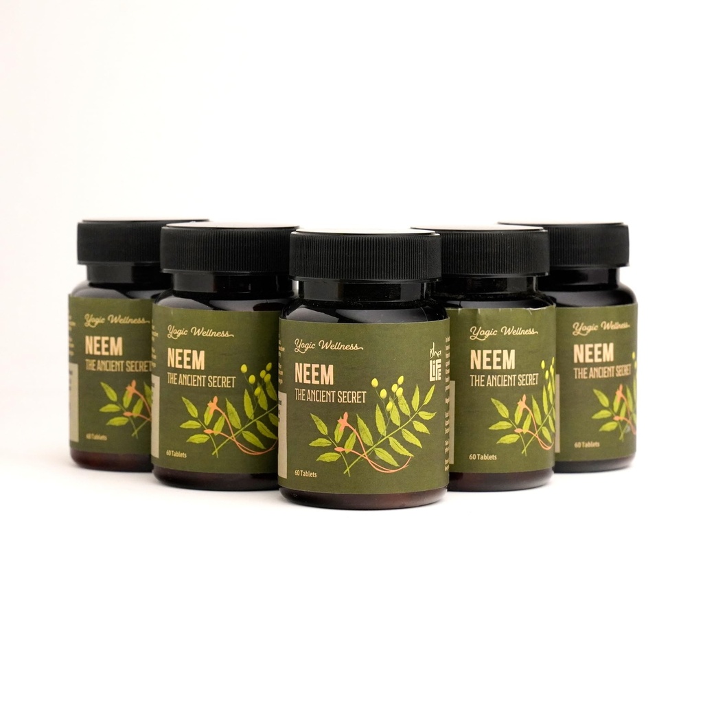 Isha Life Neem Tablets - Pack of 5 (60 Pcs Each) | 100% Neem Leaf Tablets | Yogic Superfood| For Daily Detox |