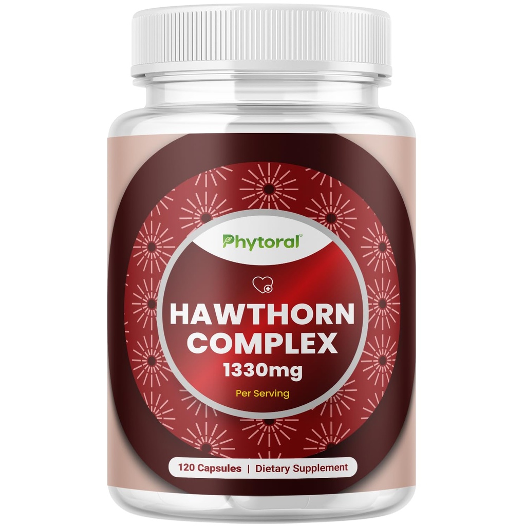 Augsta stipruma Hawthorn Berry Capsules - Pure Antioxidant Hawthorn Berry Papildinājums ar lapu un ziedu ekstraktu 4:1 Heart Health & Digestion - Enerģijas atbalsts vīriešiem un sievietēm - 120 Count Pack