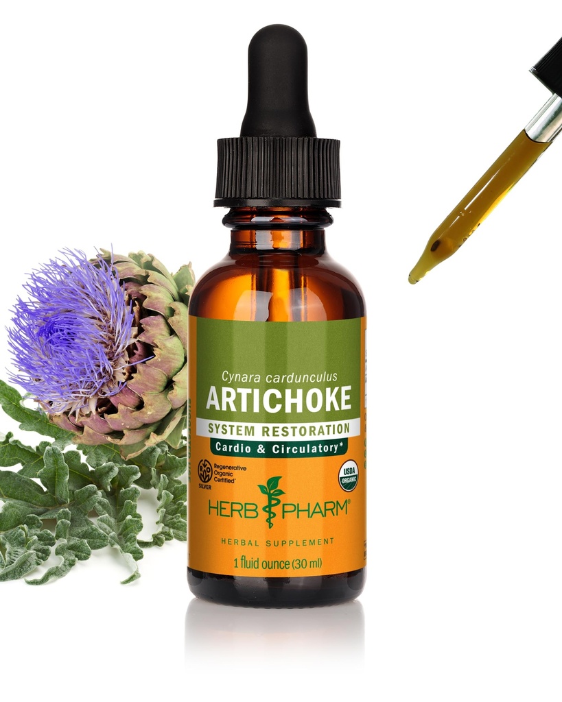 Herb Pharm Sertificēts Organic Artichoke šķidruma ekstrakts sirds un asinsvadu un asinsrites atbalstam - 1 dzinējs