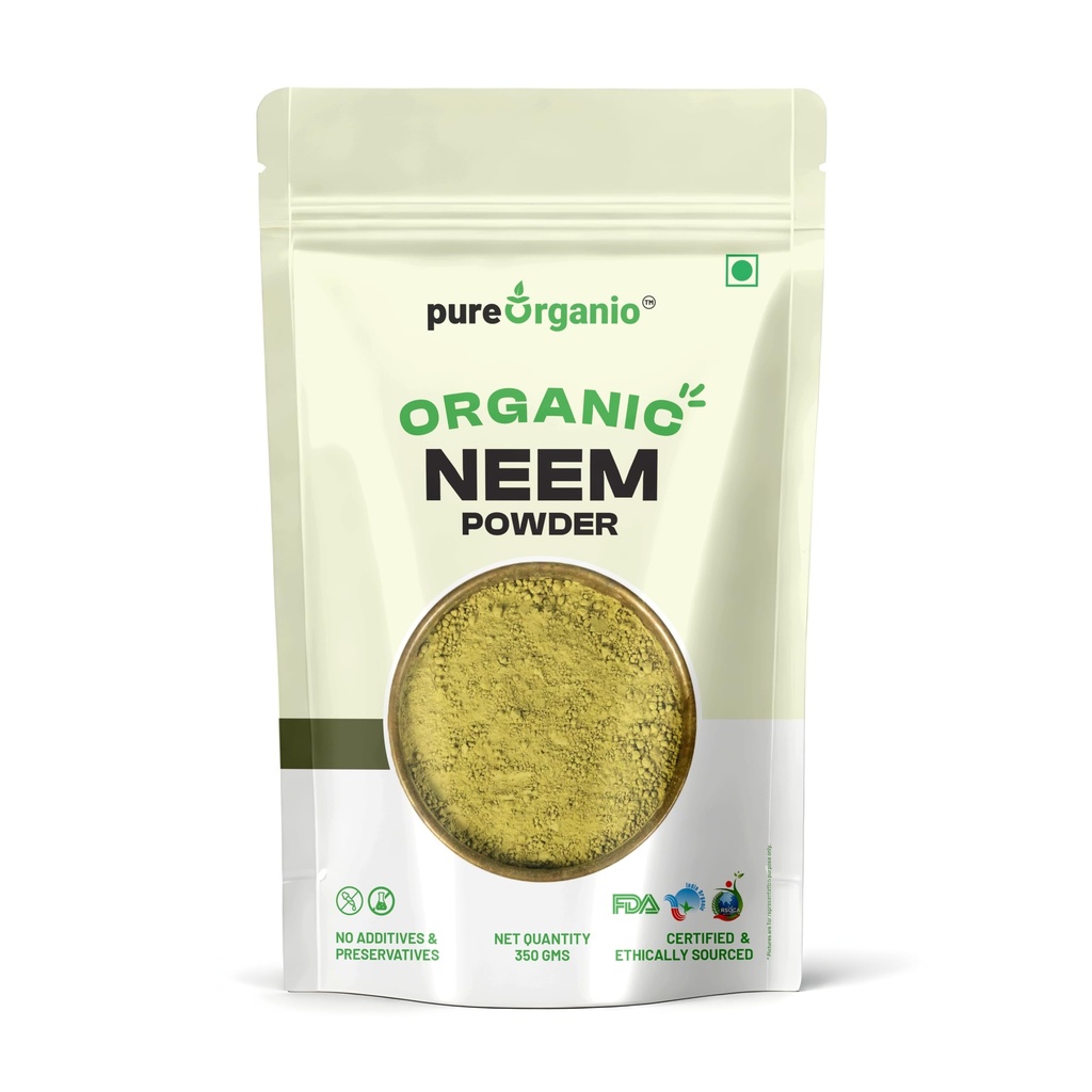 Pure Organio Organic Neem Powder | Azadirachta Indica | Vembu/Veppa Powder India Organic NPOP Certified