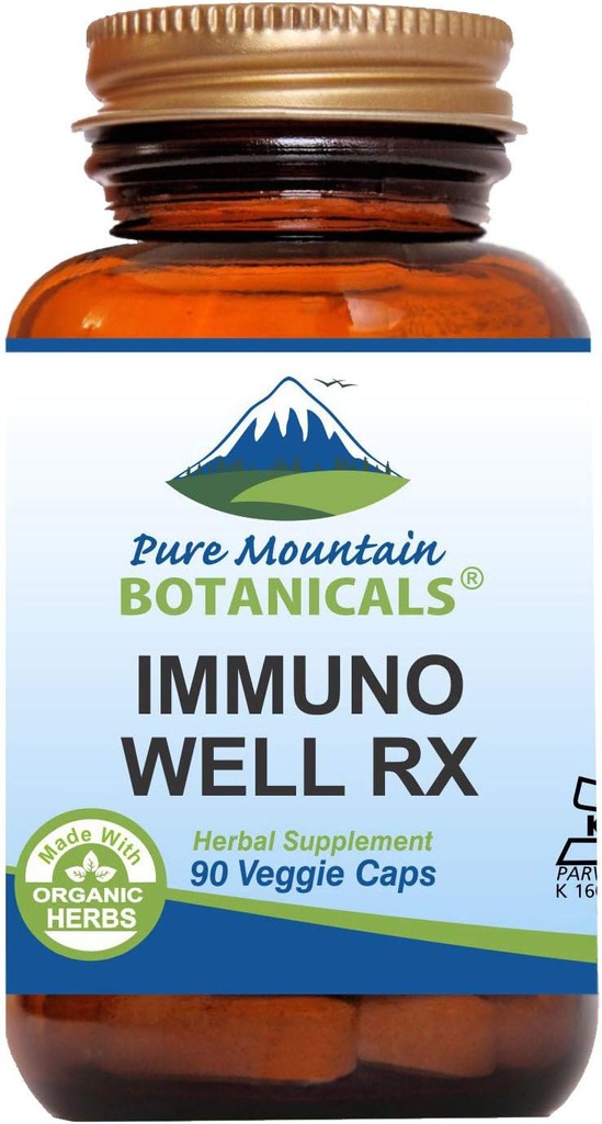 Pure Mountain Botānika Immuno Well RX - Košera Caps ar Organic Astragalus Echinacea Ķiploki Maitake Shiitake Mushroom Honeysuckle & Beta Glucan