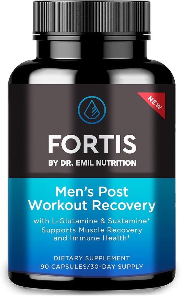 DR. EMIL UZTURĒŠANAS Fortis pēc-Workout Recovery Kapsulas vīriešiem ar L-Glutamine un Sustamine, lai atbalstītu muskuļu atveseļošanos un imūno veselību, 30 Kalpo