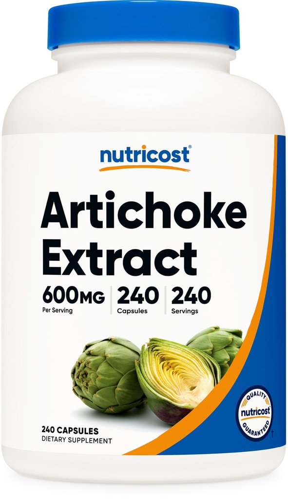 Nutricost Artichoke ekstrakts 600 mg, 240 Veģetārās kapsulas - bez lipekļa, bez GMO