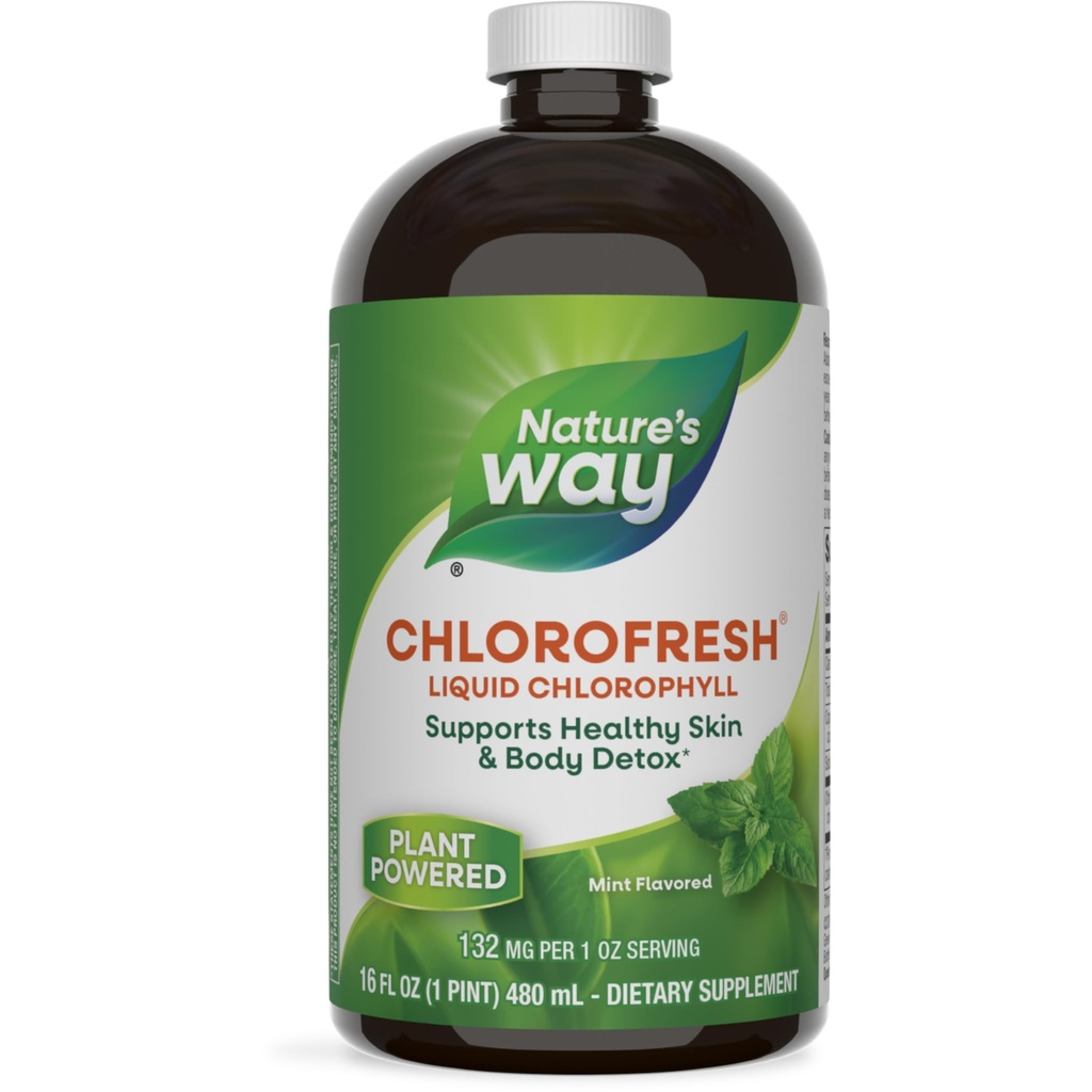 Dabas ceļš Chlorofresh, Liquid Chlorophyll, Supports Veselīga āda un ķermenis Detox*, Iekšējais dezodorants Papildinājums*, Atbalsta Aknu detoksifikācijas ceļi*, Mint Flavored, 16 Fl. Oz
