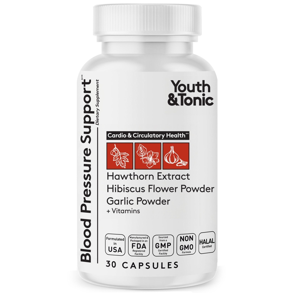 Jaunieši un toniks Dabas Asinsspiediena Atbalsta Papildinājums w/Hawthorn Hibiscus & Augstas potences Diurētiskie Herbs & Vitamīni ūdens aizturei - 30 BP Kapsulas, lai saglabātu labu veselību --