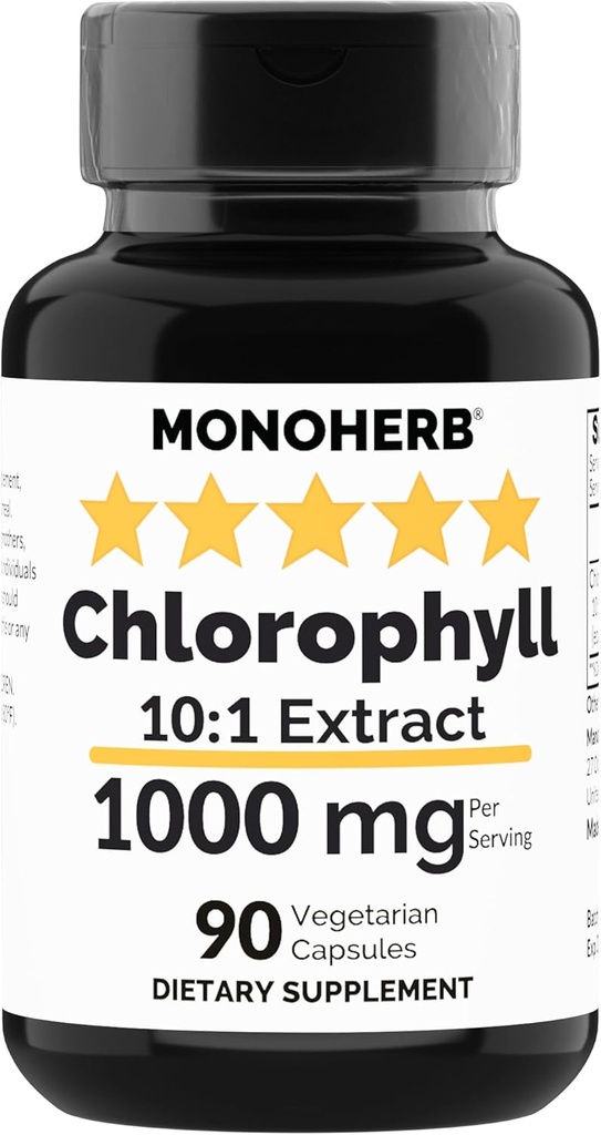 MONOHERB hlorofila ekstrakts 1000 mg - 90 Veģetārās kapsulas