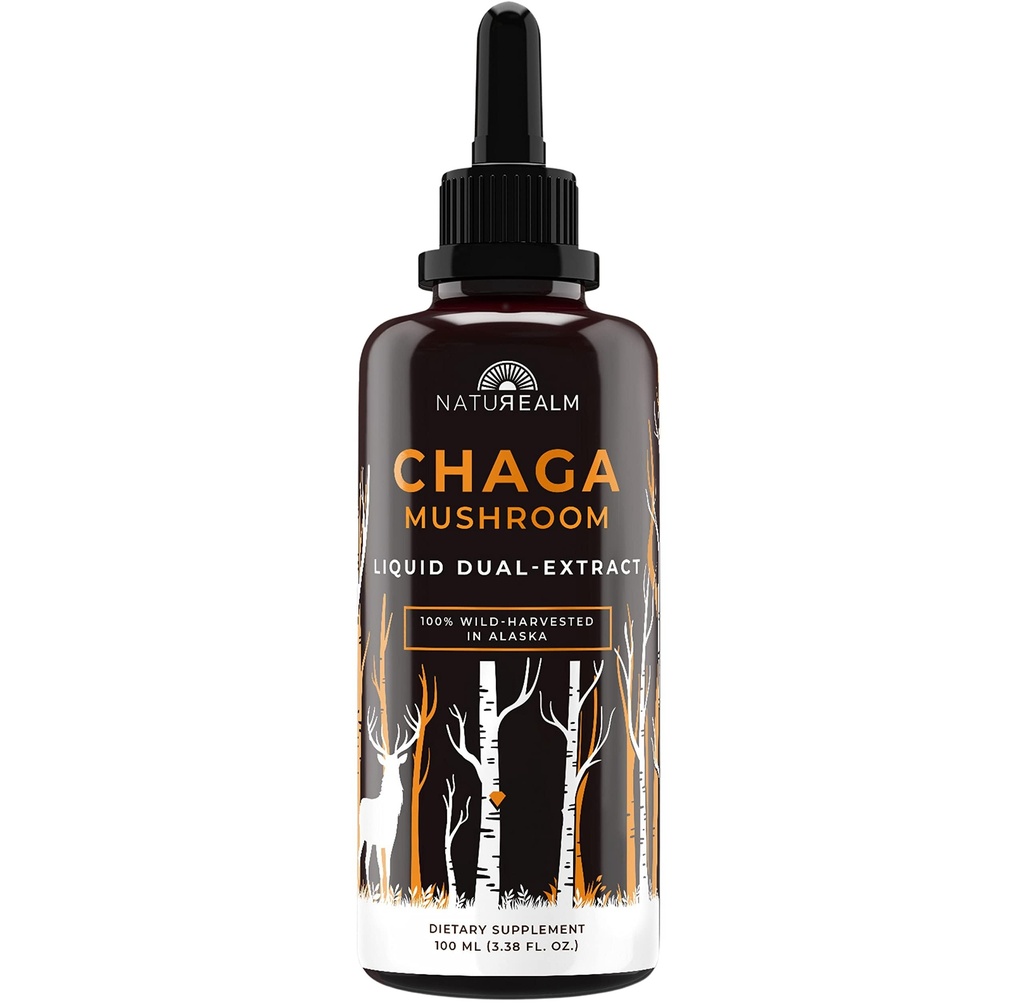 Naturealm Chaga Sēnes Šķidrā Tincture Papildinājums – Imūns Atbalsts, Antioksidants Boost & Matu, Ādas, Nagu veselība, Vegan, Non-GMO – Wild-Harvested Fruiting Bodies, 2 Mēnešu Piedāvājums